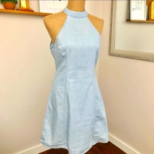 Mimi Chica, S, Light Wash Denim, Halter, Dress